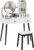 HOMCOM Dressing Table Set with Mirror and Stool, Vanity Makeup Table with 3 Drawers and Open Shelves for Bedroom, Living Room, White