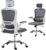 HOMCOM Ergonomic Office Chair, High Back Mesh Computer Desk Chair with Adjustable Headrest and Lumbar Support, Flip-up Armrests for Home Office, Charcoal Grey