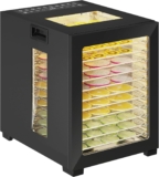 HOMCOM Food Dehydrator with 12 Stainless Steel Trays, Food Dryer Machine with 12 Preset Programs, Adjustable Temp 40-70, 48H Timer, LED Touch Control for Drying Meat, Fruit, Vegetable, 850W, Black