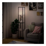 HOMCOM Modern Floor Lamp Light with 3 Shelves Fabric Lampshade Black