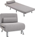 HOMCOM Single Sofa Chair Bed, Linen Fabric 3-in-1 Convertible Sleeper Chair with 5-Position Adjustable Backrest