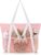 HOMESPON Beach Tote Bag for Women with Zip and Pockets Large Waterproof Mesh Holiday Handbag for Travel Swimming Pool Shopping Gym