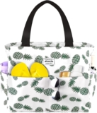 HOMESPON Large Waterproof Beach Tote Bag for Women with Zip and Pockets Foldable Handbag for Travel Pool Shopping Holiday Gym-Pineapple