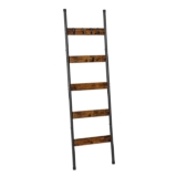 HOOBRO Blanket Ladder, Towel Rack with Hooks, Towel Ladder, 5-Tier Wall-Leaning Blanket Rack, Decorative Display Ladder Shelf