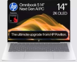 HP OmniBook 5 AI 14 2K OLED Qualcomm Snapdragon X 16GB RAM 512GB SSD REFURB-B Laptop with code at Currys Clearance