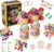 HTI DIY Flower Bouquet Craft Kit for Kids Ages 3 300 Piece Make Your Own Felt Flower & Button Vase Set Fun Arts & Crafts Activity for Girls & Boys Creative Gift Idea
