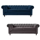 Habitat Chesterfield Velvet 3 Seater Sofa – Blue / Charcoal – W/Code