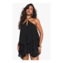 Halterneck Gold Trim Tiered Mini Dress