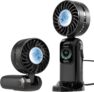 Handheld Fan Rechargeable, Portable Turbo Fan with 5 Speeds, Powerful Personal Mini Fan Foldable Fan, Electric USB Small Hand Held Fans for Summer Outdoor Travel Home Office (Black)
