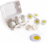 Hape Egg Carton 3 Hard-Boiled Eggs with Easy-Peel Shell & 3 Fried Eggs, Wooden Realistic Educational Toy for Children 3