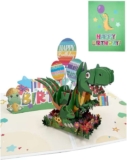 Happy Birthday 3D Pop Up Balloon Dinosaur Greeting Card with Envelope – Ships by and sold by Haul Global