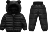 Happy Cherry – Baby Girl Boy 2 Pcs Winter Clothes Sets Puffer Hooded Down Jacket with Snow Pant Toddler Padded Jacket Coat Down Tousers Lightweight Casual Outerwear Outfits Snowsuit for 0-5 Years