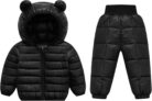 Happy Cherry – Baby Girl Boy 2 Pcs Winter Clothes Sets Puffer Hooded Down Jacket with Snow Pant Toddler Padded Jacket Coat Down Tousers Lightweight Casual Outerwear Outfits Snowsuit for 0-5 Years