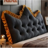 Headboard with Large Back Cushion and Comfortable Reading Backrest for Bed, Couch, Wall and Day Bed(Crystal velvet-black,180 65cm)