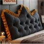 Headboard with Large Back Cushion and Comfortable Reading Backrest for Bed, Couch, Wall and Day Bed(Crystal velvet-black,180 65cm)