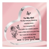 Heart Shaped Acrylic I Love You Plaque Gift for Girlfriend