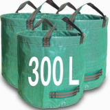 Heavy Duty Garden Waste Bags 300 Litre – 3 Sacks Builders Bags Reusable – Industrial Fabric and Handles – Green/Garden Waste Sacks, Garden Bags Heavy Duty with Handles