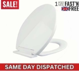 Heavy Duty Soft Close Toilet Seat White Bathroom Oval Shape WC Seats Anti Slam inshomeonline
