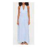 Heidi Klein Blue La Croissette Halterneck Maxi Dress