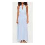 Heidi Klein Blue La Croissette Halterneck Maxi Dress