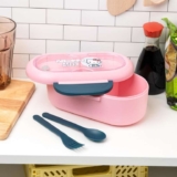 Hello Kitty Bento Box – Officially Licensed Sanrio Lunch Box with Divider, Fork & Spoon Set, Dishwasher & Microwave Safe
