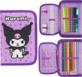 Hello Kitty Sanrio Filled Pencil Case Girls Large Capacity Stationery Set Kawaii Tweens Cute Cinnamoroll Kuromi Anime School Supplies Gifts for Her (Lilac Kuromi)