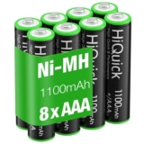 HiQuick 8 x AAA Rechargeable Batteries, Rechargeable 1100mAh Battery, Pack of 8 – Sold by HiQuick / FBA – £6.06 for S&S