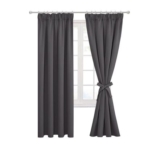Hiasan Pencil Pleat Blackout Curtains, 2 Panels, 55×69, Dark Grey