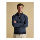 Highland Blue Wool-Rich Button Quarter Zip Jumper