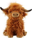 Highland Cow Plush Toy, 11in Highland Fluffy Cow Plush Cuddly Toys, Scottish Highland Cow Teddy Stuffed Soft Toys for Boys Girls Kids Birthday Gifts Age 3