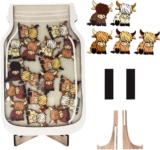 Highland Cow Reward Jar, Wooden Reward Jars for Children with 25 Pcs Tokens, Magnetic Reward Jars and Tokens for Home School Classroom Management Teacher Parent