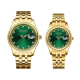 His and Hers Couple Watches Set, Gold Plated Stainless Steel
