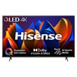 Hisense 65 Inch 4K QLED Smart TV 65E77NQTUK – Quantum Dot Colour, 4K AI Processor, Dolby Vision Atmos, Smooth Motion, Sports Mode