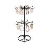 Homeily 2-Tier Rotating Jewelry Rack with Base, Gold/Black Finish