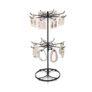 Homeily 2-Tier Rotating Jewelry Rack with Base, Gold/Black Finish