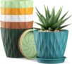 Homeuouz 10cm Plant Pots, 6 Pack Plastic Flower Pots with Drainage Holes and Saucers, Indoor Outdoor Planters for Succulent and All House Plants(Colourful)