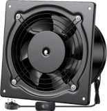 Hon&Guan 6 inch 150mm Kitchen Exhaust Fan with Switch UK Plug, 525 m³/h Stainless Steel Extractor Ventilator Fan with Backdraft Damper for Garage Attic Coop Printer Soldering Spray (Black)