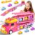 Hot Bee Cars Toy for Girls Ages 2 3 4 5, Transporter Truck with 6 Race Cars, Vehicle Play Set, Toddler Gift, Gift for Girl Pink Toy Truck for Kids