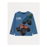 Hot Wheels Monster Truck Blue Long Sleeve T-Shirt