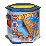 Hot Wheels Track Builder Action, Roll Out Raceway, Track Set with 5 Lane Racetrack and Toy Storage Bucket, Includes 1 Toy Car