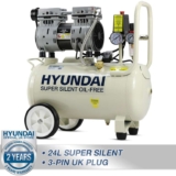 Hyundai Air Compressor Silent Portable 750W 24L Oil Free 1HP 100PSI 7BAR 230v with code. Sold by Hyundai Power Equipment Direct