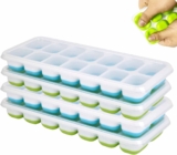 Ice Cube Trays, 4 Pack Reusable Silicone Easy-Release and Flexible 56-Ice Trays with Spill-Resistant Removable Lid, BPA Free, Durable and Dishwasher Safe