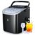 Ice Maker Machine Countertop, Portable Small Ice Maker, 8 Ice Cubes in 6 Mins, 12KG/24Hrs, 2 Sizes, Self-Cleaning with Ice Bags, Scoop, and Basket for Kitchen, Office, Bar, Party – Black