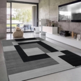 Imperial Rooms Area Rugs for Bedroom – Large Rugs Living Room 120 x 170 Cm Modern Floor Carpet – Geometric Style Non Shedding Super Soft Milo Black and Grey Rug Easy Care