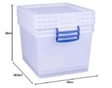 In-Warehouse Only Really Useful 3 x 33.5 Litre Storage Boxes with Lids