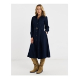 Indigo Belted Denim Midi Dress