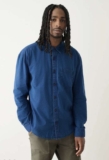 Indigo Blue Seersucker Denim Style Long Sleeve Shirt S/M/L/XL/2XL Free C&C