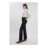 Indigo Stretch Denim Pintuck Flare Jeans
