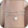 Initial Bracelet for Women Girls S925 Sterling Silver Letter A-Z Heart Pendant Layered Bracelet Christmas Birthday Gifts for Girls Daughter Sister Friends Jewellery