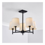 Inlight Almir Matt Fabric & Metal Black 5 Lamp LED Ceiling Light